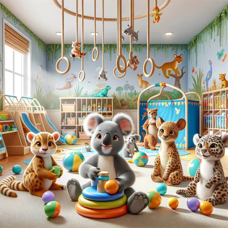 babies playing in daycare room