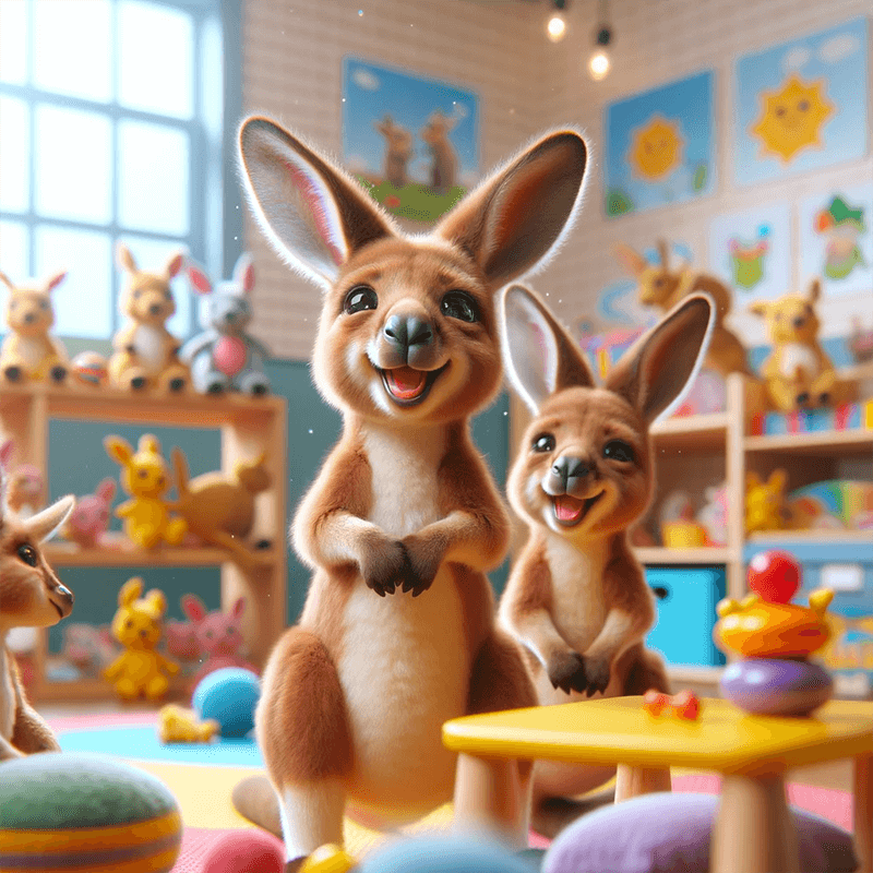 babies kangaroos playing in daycare room